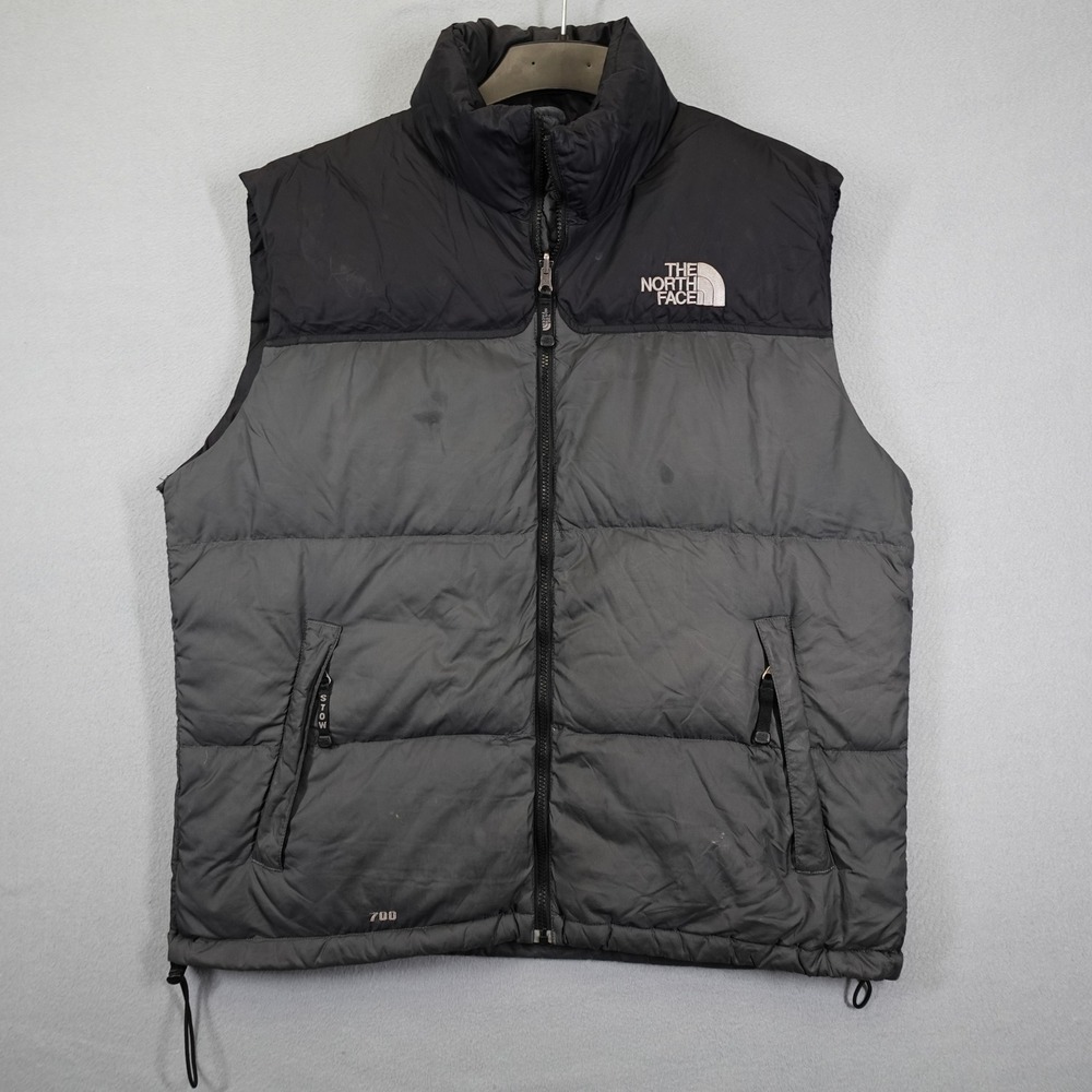 The North Face Puffer Vest Mens XL Gray Nuptse 700 Down Insulated Winter Vest